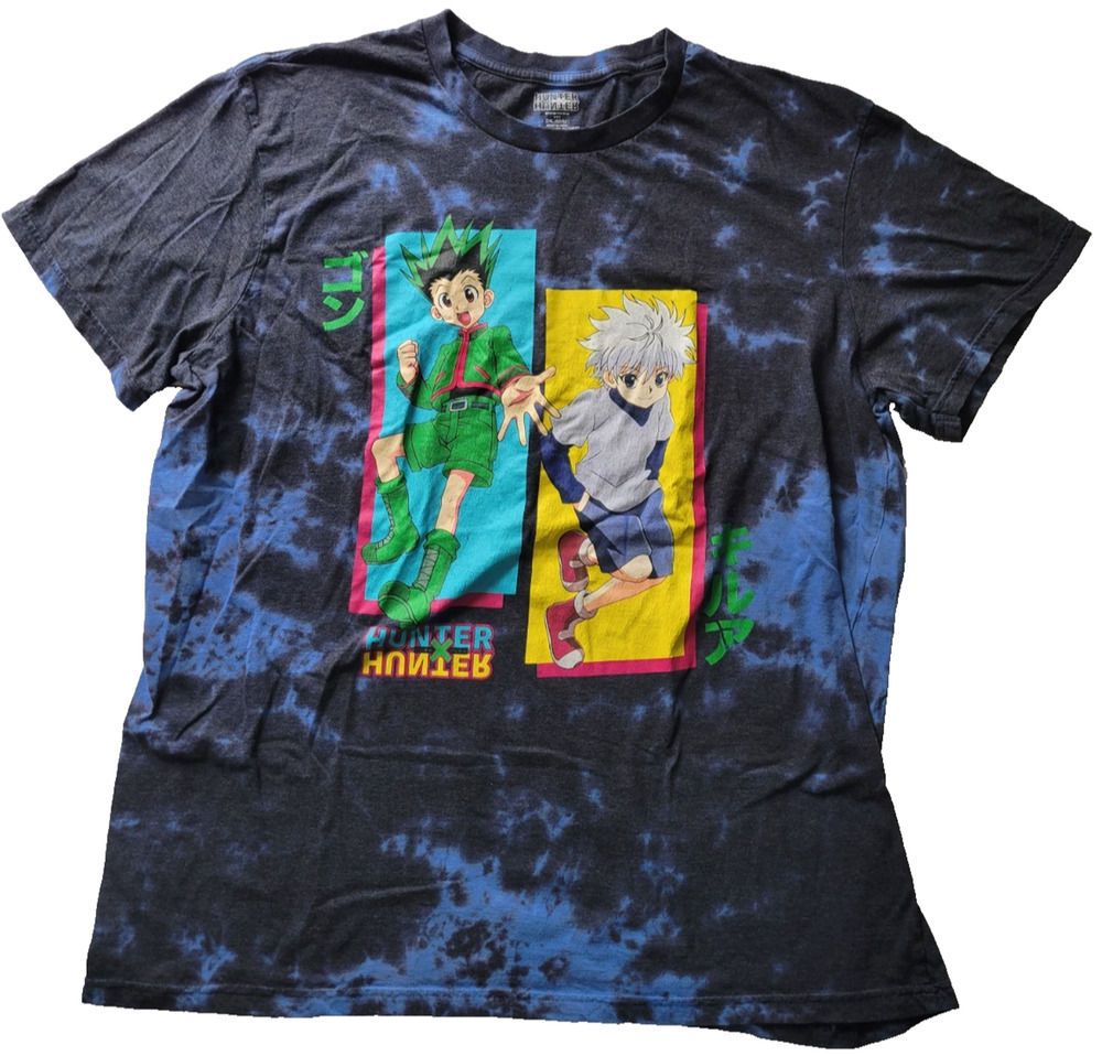 Hunter x Hunter Mens 2XL Gon Killua Tie Dye Anime Graphic T-Shirt Tee